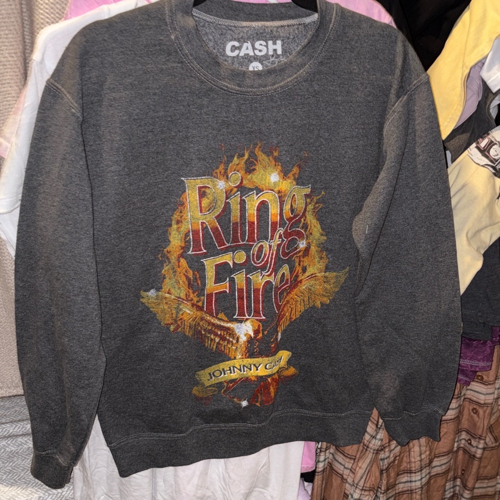 🧨 2/$15 / Johnny Cash  'Ring of Fire' Graphic Men's Crew Neck Sweater